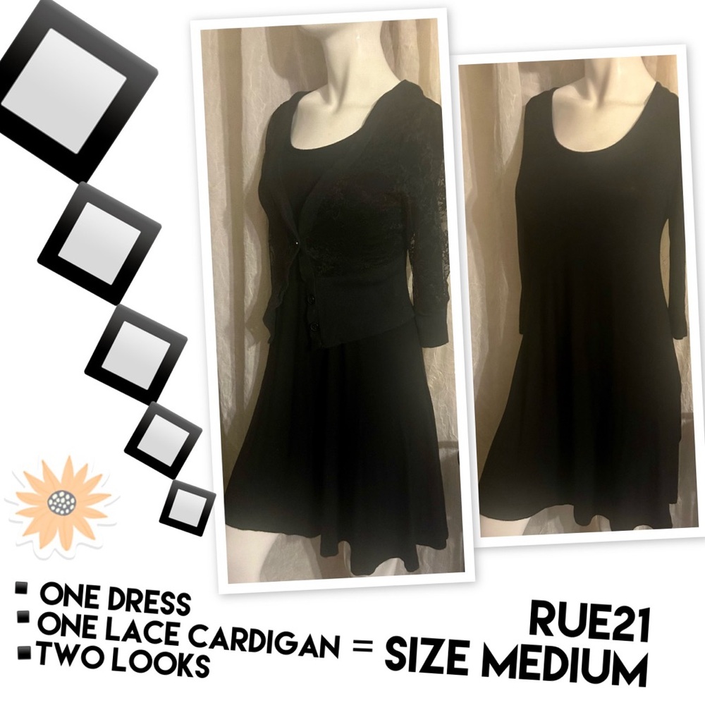 Rue21 Black Dress with Lace Cardigan